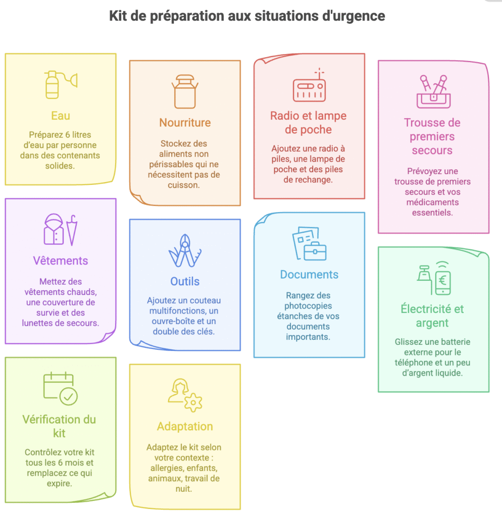 Kit de préparation aux situations d'urgence, objet kit urgence