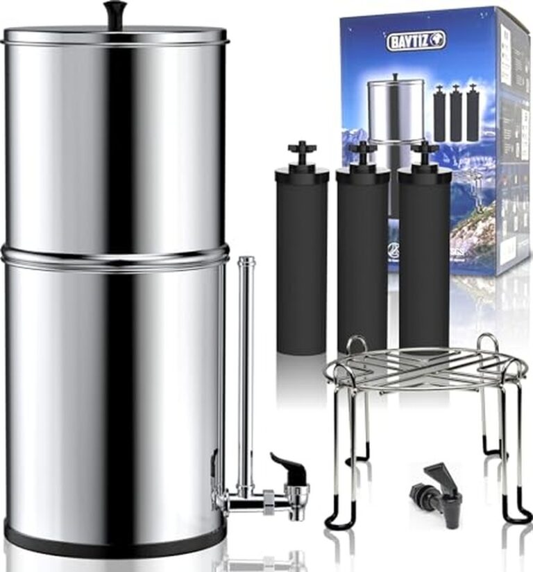 BAYTIZ ® Purificateur d'Eau à Gravité 8.5 Litres - Filtre à eau Robinet & Pluie au Charbon Actif compatible Berkey - Fontaine à Eau Filtrante Camping & Survie Distributeur Filtres Cuve British Water