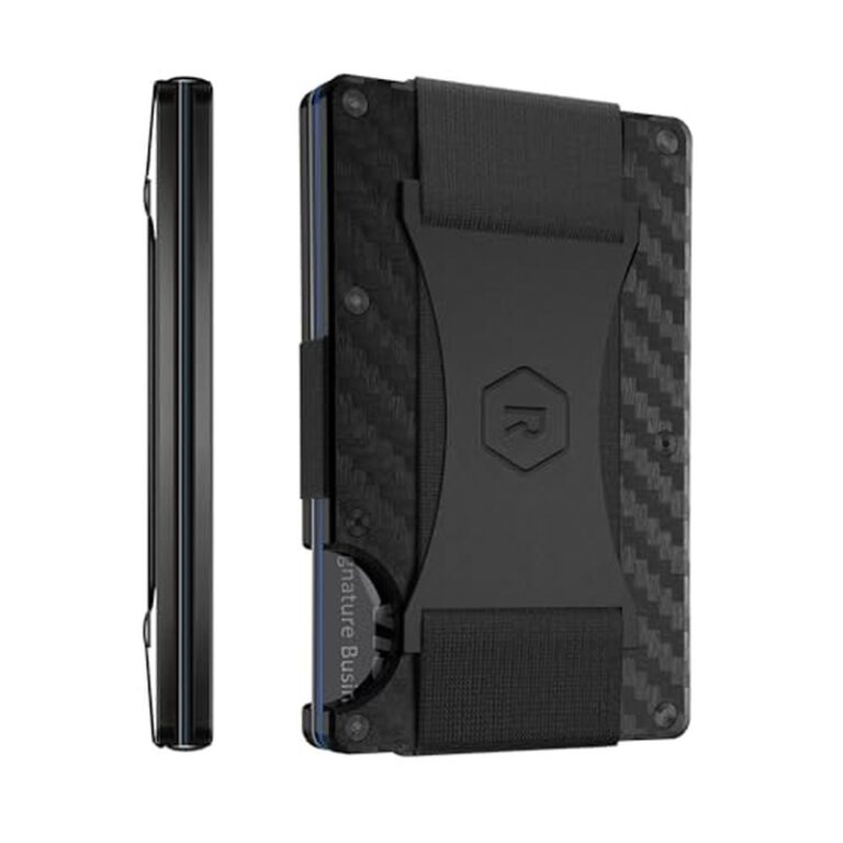 The Ridge Portefeuille Fin Minimaliste pour Homme – Poche Avant bloquant Les RFID – Porte-Cartes de crédit – Petit Portefeuille pour Homme en Aluminium avec Sangle de Monnaie, Carbon, S, Fibre de