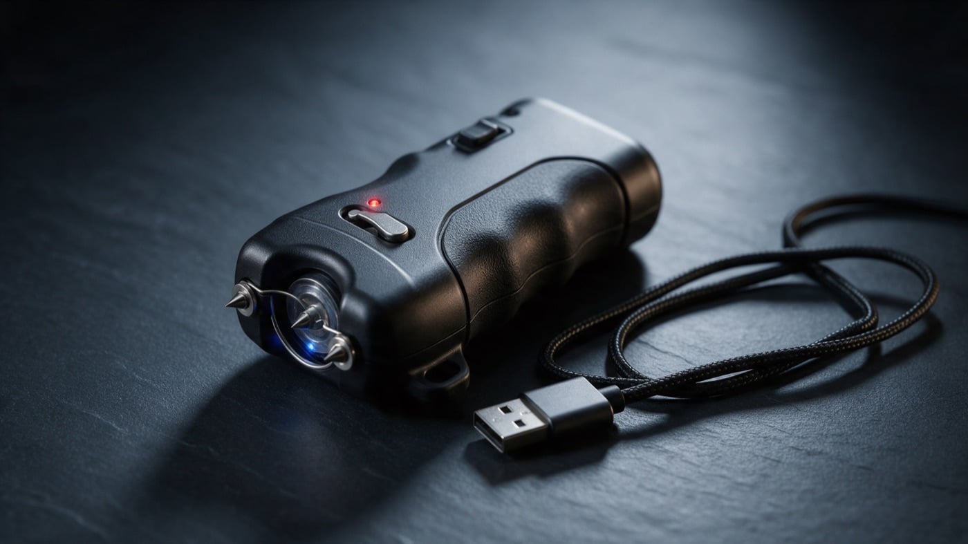 Pistolet à impulsion électrique de défense avec câble de recharge USB